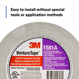 3M 7100043830 Venture Tape UL181A-P Aluminum Foil Tape 1581A Silver 2 1/2 in x 60 yd 2 mil - 5
