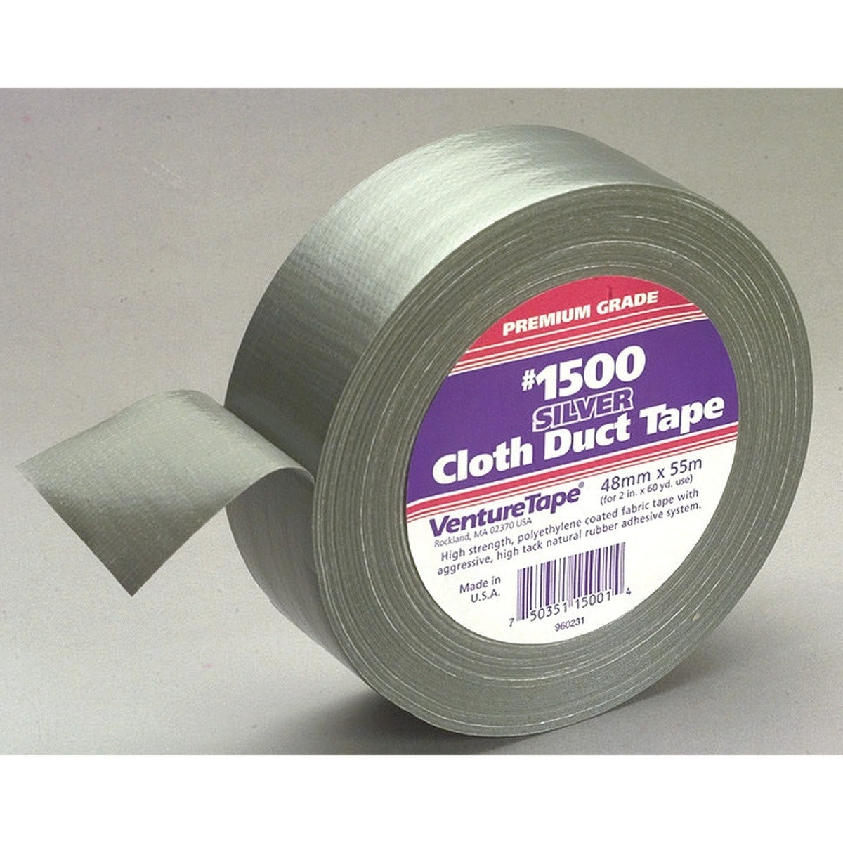 3M 1500 Venture Tape Cloth Duct Tape, Silver, 48 mm x 55 m (1.88 in x 60.1 yd) (7100043836) (576 Pack) - 5