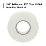 3M 1506R Selfwound PVC Tape, White, Linerless, 1 in x 36 yd, 6 mil (7100043868) (36 Pack) - 4