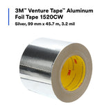 3M 1520CW Venture Tape Aluminum Foil Tape, Silver, 3.89 in x 50 yd, 3.2 mil (7100043875) (12 Pack) - 5
