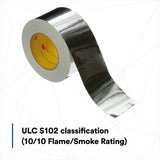 3M 2C120 Aluminum Foil Tape, Silver, High Strength, Conformable, Heavy Duty Liner, UL723 Classified, 3-7/8 in x 50 yd, 1.8 mil (7100043891) (12 Pack) - 7