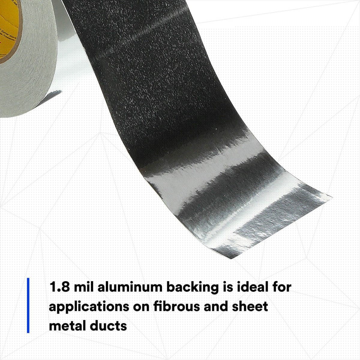3M 2C120 Aluminum Foil Tape, Silver, High Strength, Conformable, Heavy Duty Liner, UL723 Classified, 3-7/8 in x 50 yd, 1.8 mil (7100043891) (12 Pack) - 9