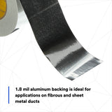 3M 2C120 Aluminum Foil Tape, Silver, High Strength, Conformable, Heavy Duty Liner, UL723 Classified, 3-7/8 in x 50 yd, 1.8 mil (7100043891) (12 Pack) - 9