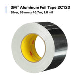 3M 2C120 Aluminum Foil Tape, Silver, High Strength, Conformable, Heavy Duty Liner, UL723 Classified, 3-7/8 in x 50 yd, 1.8 mil (7100043891) (12 Pack) - 10