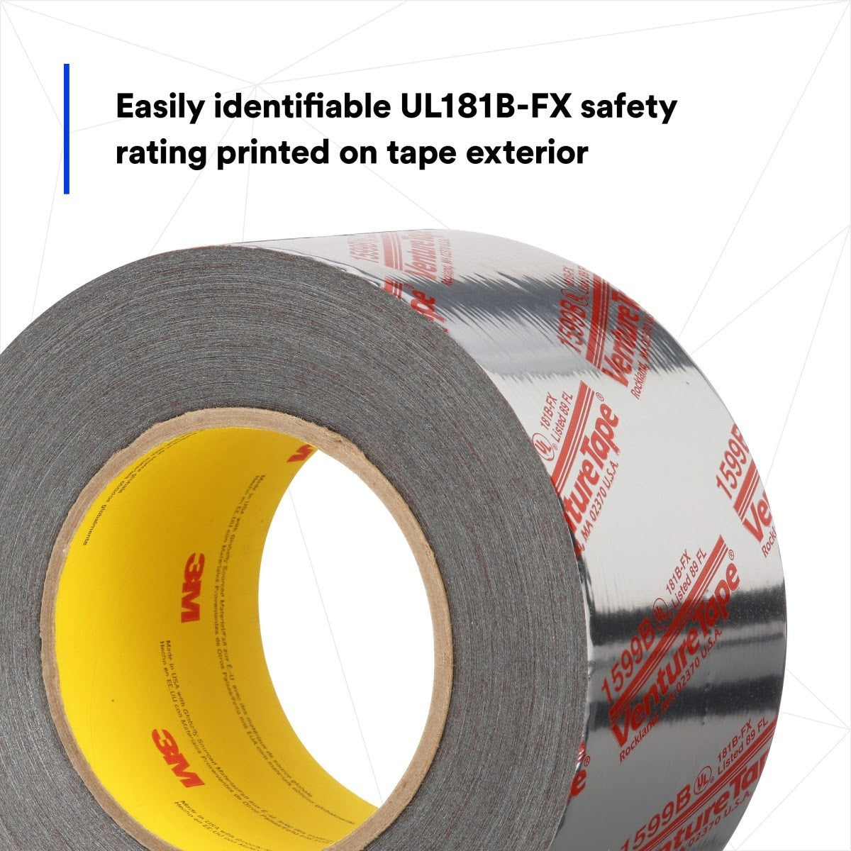 3M 1599B Venture Tape UL181B-FX Polypropylene Duct Tape, Silver, 72 mm x 109.7 m, 3 mil (7100043909) (16 Pack) - 6