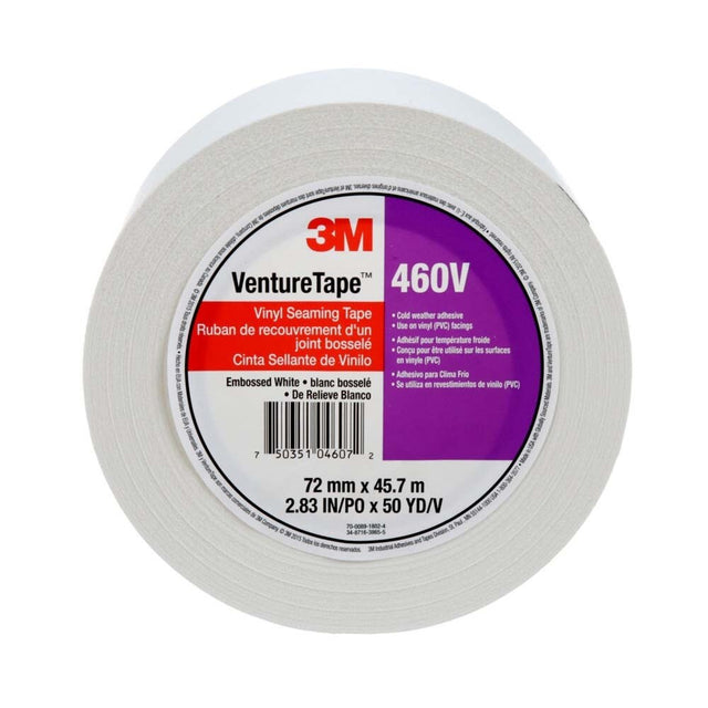 3M 460V Venture Tape Vinyl Seaming Tape , White Color, Embossed, Resists Lifting, Cold Weather Adhesion, 2.83 in x 50 yd (7100043935) (16 Pack)