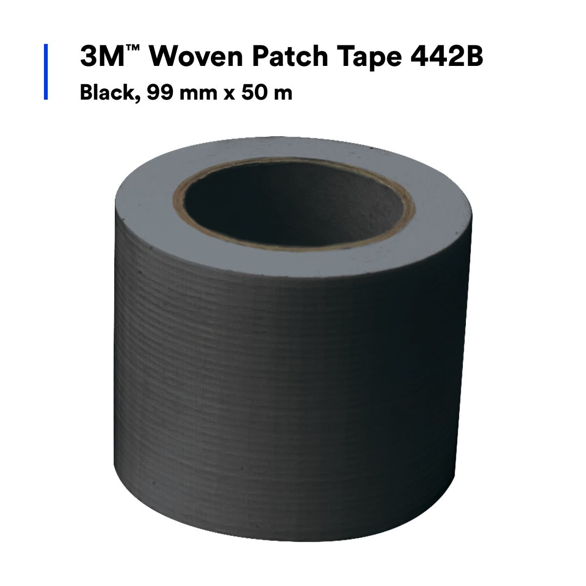 3M 442B Woven Patch Tape, Black, 99 mm x 50 m (7100043941) (15 Pack) - 5