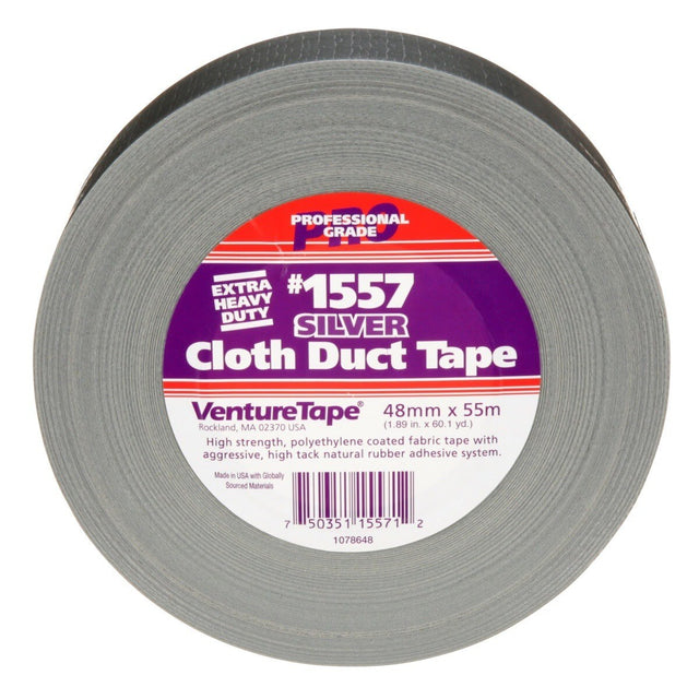 3M 1557 Venture Tape Extreme Cloth Duct Tape, Silver, 48 mm x 55 m (1.88 in x 60.1 yd) (7100043944) (24 Pack)