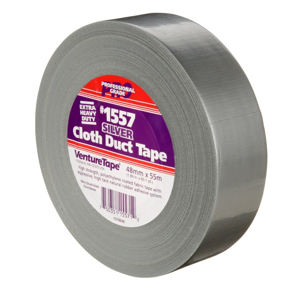 3M 1557 Venture Tape Extreme Cloth Duct Tape, Silver, 48 mm x 55 m (1.88 in x 60.1 yd) (7100043944) (24 Pack) - 3