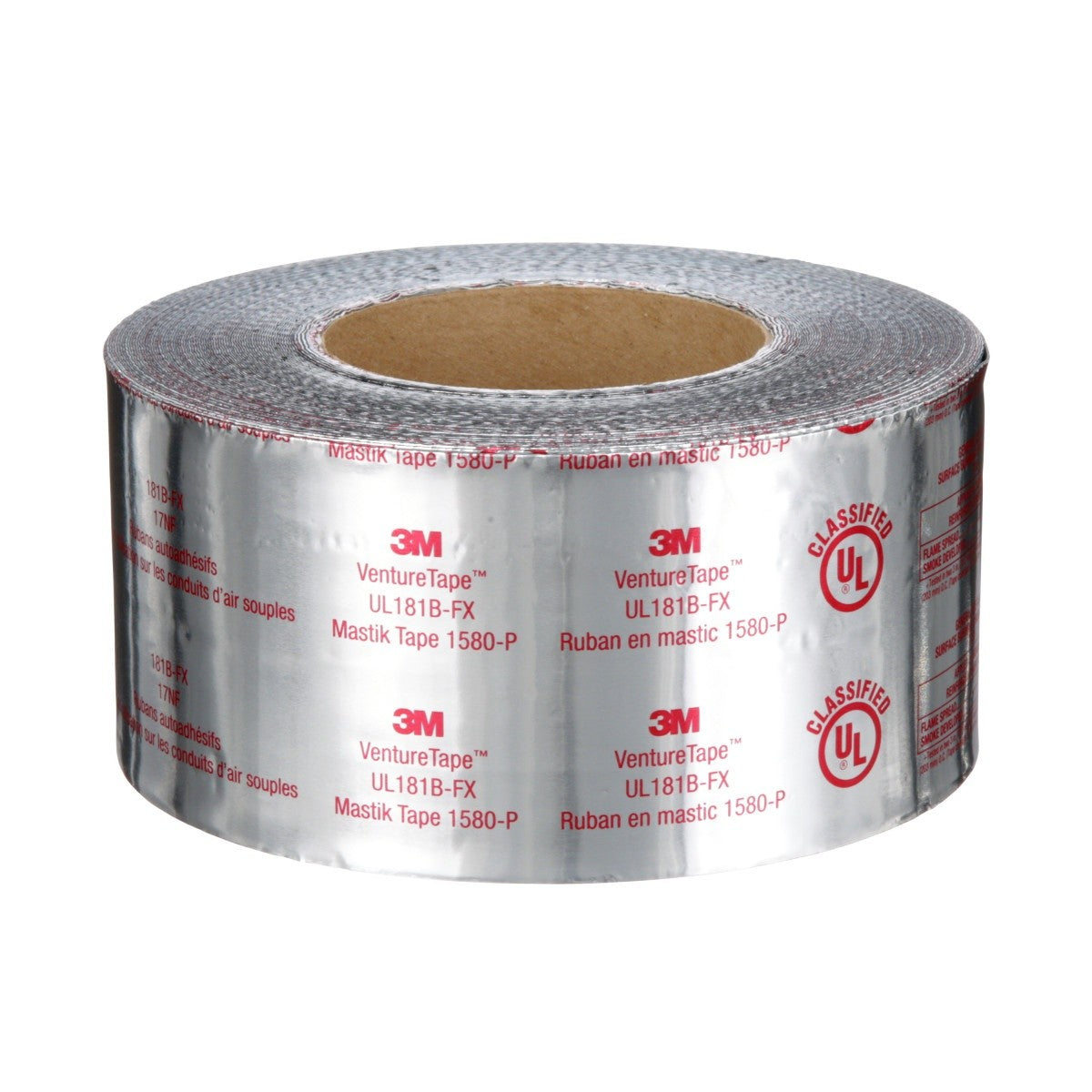 3M Venture Tape UL181B-FX Mastik Foil Tape, Silver, 3 in x 100 ft (1580-P) (7100043954) (16 Pack) - 7