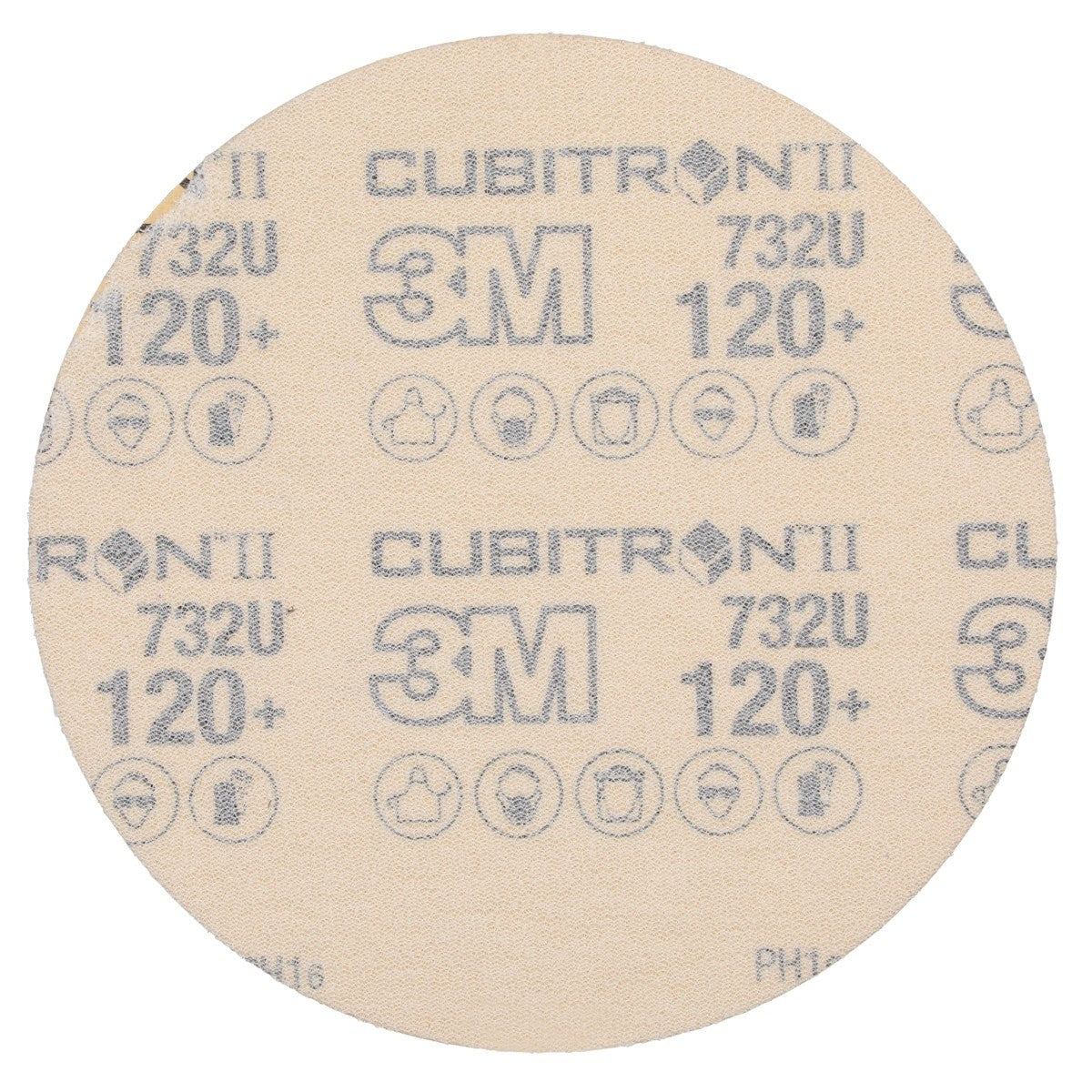 3M 732U Cubitron II Hookit Paper Disc, 120+ C Weight, Purple, 6 in x NH, Die 600Z (7100044452) (250 Pack) - 2