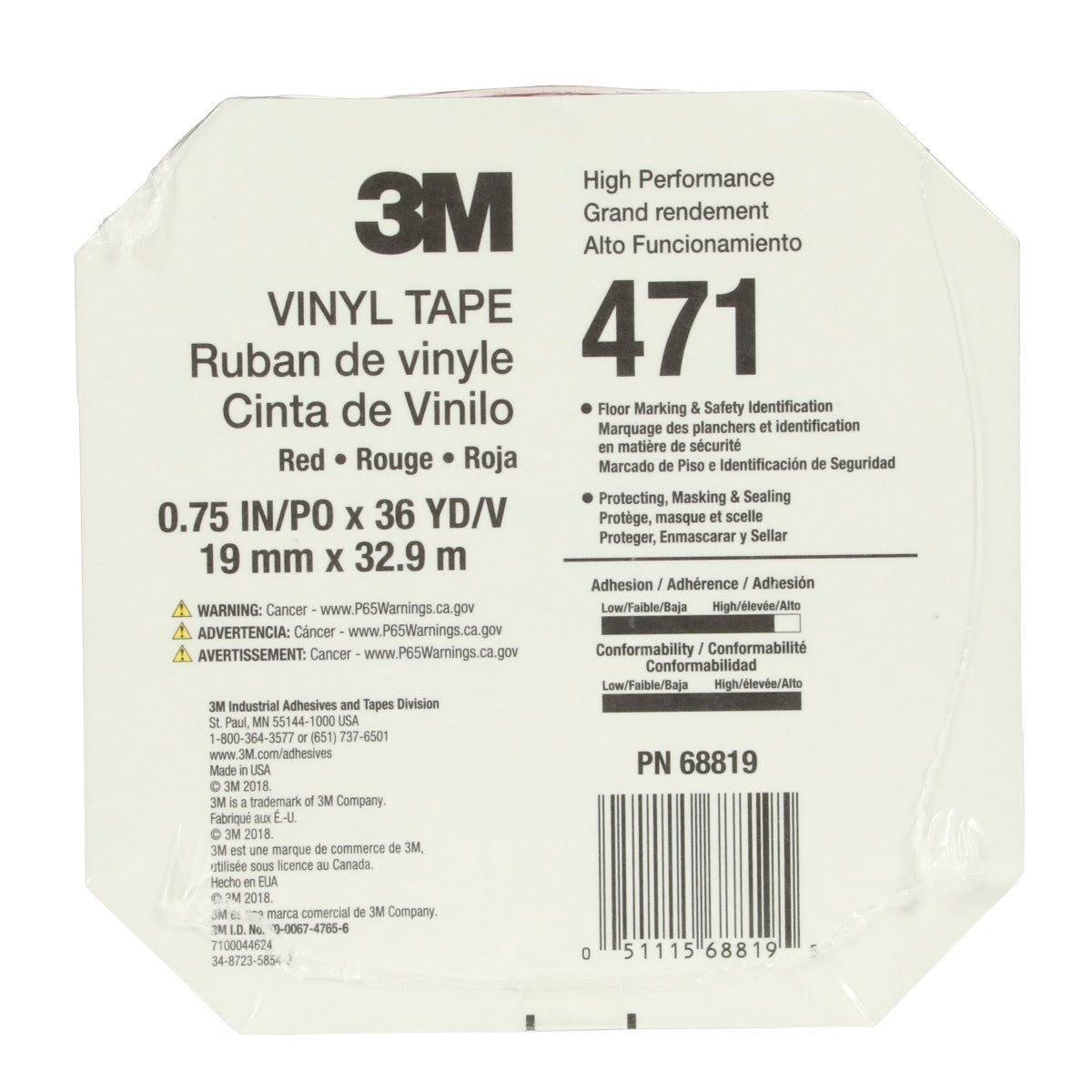 3M 471 Vinyl Tape, Red, 0.75 in x 36 yd, 5.2 mil (7100044624) (48 Pack) - 8