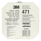 3M 471 Vinyl Tape, Black, 3/4 in x 36 yd, 5.2 mil (471 IW) (7100044625) (48 Pack) - 9