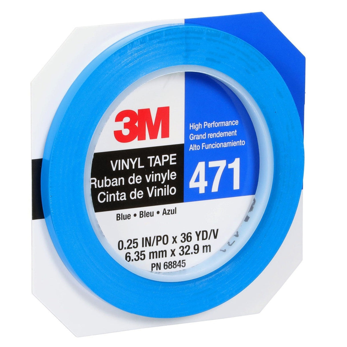 3M 471 Vinyl Tape, Blue, 1/4 in x 36 yd, 5.2 mil (7100044626) (144Pack) - 7