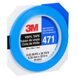 3M 471 Vinyl Tape, Blue, 1/4 in x 36 yd, 5.2 mil (7100044626) (144Pack) - 7