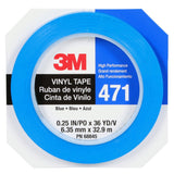 3M 471 Vinyl Tape, Blue, 1/4 in x 36 yd, 5.2 mil (7100044626) (144Pack) - 8