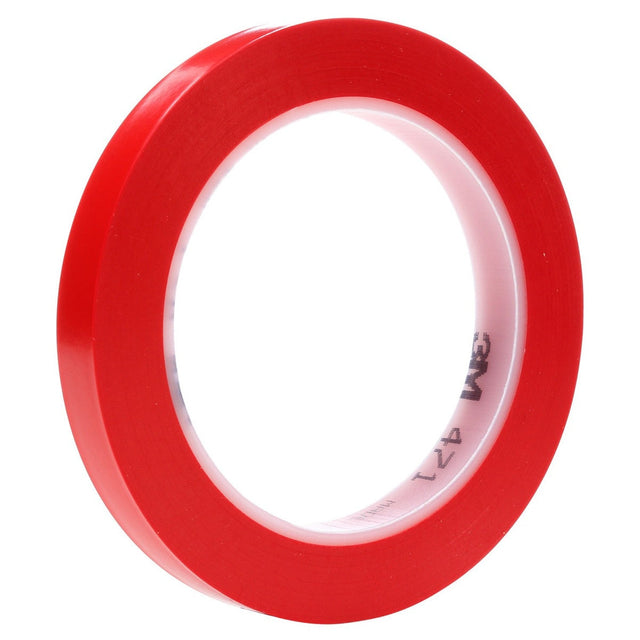3M 471 Vinyl Tape, Red, 1/4 in x 36 yd, 5.2 mil (7100044641) (144Pack)