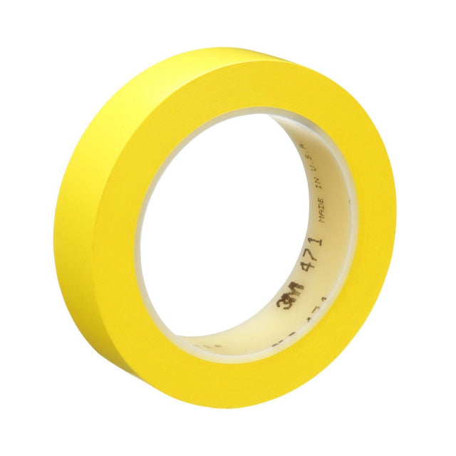 3M 471 Vinyl Tape, Yellow, 1 in x 36 yd, 5.2 mil, Roll (471 IW) (7100044642) (36 Pack)