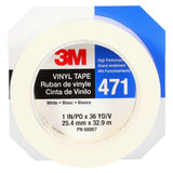 3M 471 Vinyl Tape, White, 5.2 mil, 1 in x 36 yd Roll (471 IW) (7100044644) (36 Pack) - 2