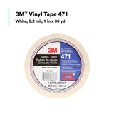 3M 471 Vinyl Tape, White, 5.2 mil, 1 in x 36 yd Roll (471 IW) (7100044644) (36 Pack) - 10