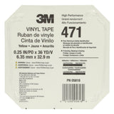 3M 471 Vinyl Tape, Yellow, 1/4 in x 36 yd, 5.2 mil Roll (7100044645) (144Pack) - 3