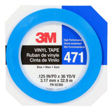 3M 471 Vinyl Tape, Blue, 1/8 in x 36 yd, 5.2 mil (36405) (7100044649) (12 Pack) - 2
