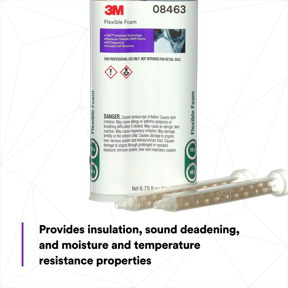 3M 08463 Flexible Foam Two-Part Urethane Sound Deadening Moisture Resistant 200 mL Cartridge (7100045768) (6 Pack) - 5