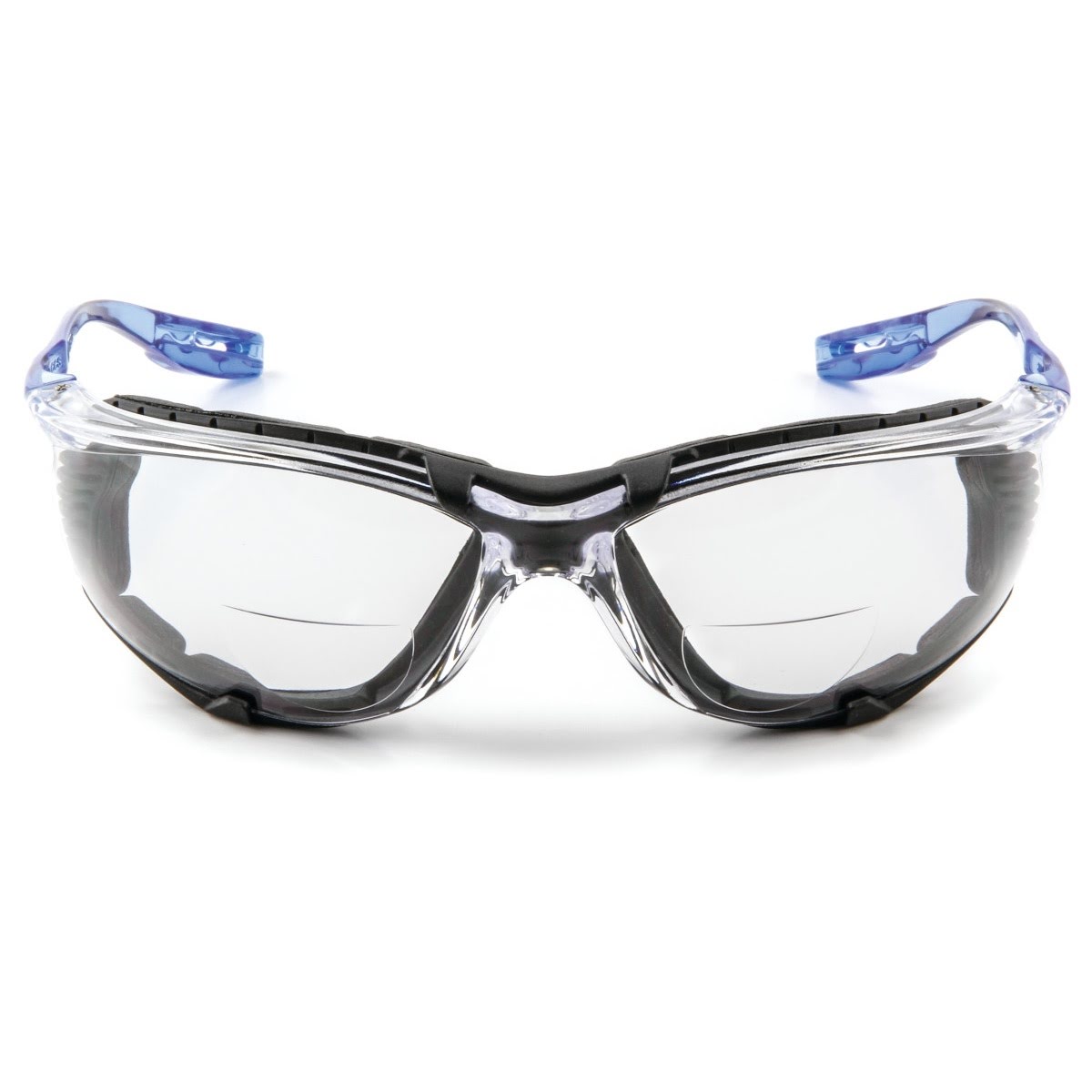 3M VC215AF Virtua CCS Safety Glasses with Readers, +1.5 Diopter, Anti Fog Anti Scratch, Clear Lens, Blue Temples, Removable Foam Gasket (7100046796) (20 Pack)