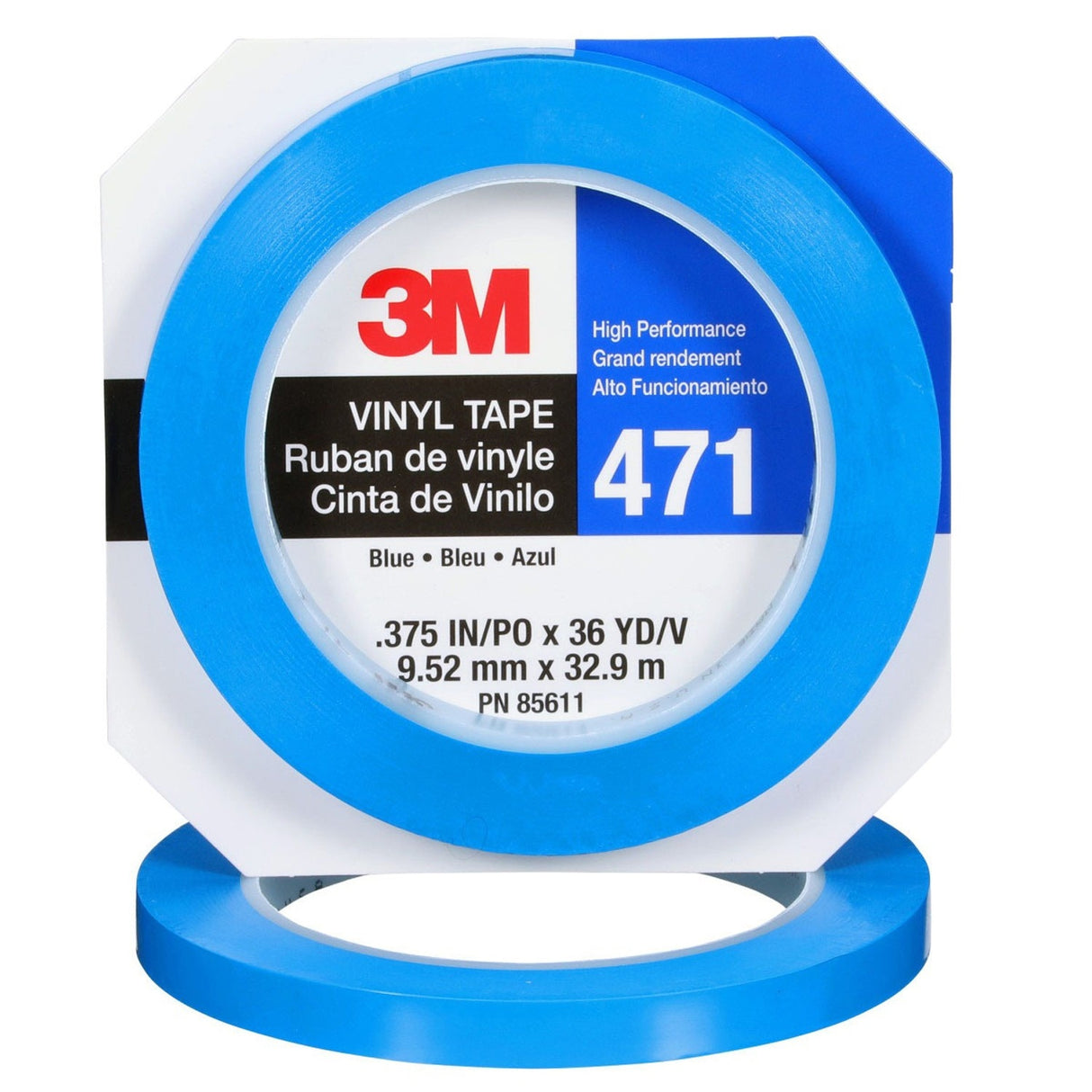 3M 471 Vinyl Tape, Blue, 3/8 in x 36 yd, 5.2 mil (85611) (7100049359) (96 Pack) - 6