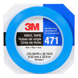 3M 471 Vinyl Tape, Blue, 3/8 in x 36 yd, 5.2 mil (85611) (7100049359) (96 Pack) - 9