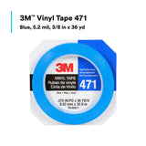3M 471 Vinyl Tape, Blue, 3/8 in x 36 yd, 5.2 mil (85611) (7100049359) (96 Pack) - 10