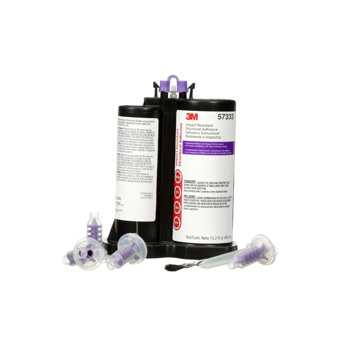 3M 57333 Impact Resistant Structural Adhesive, Epoxy, Purple, 450 mL DMS Cartridge (7100050352) (2 Pack)
