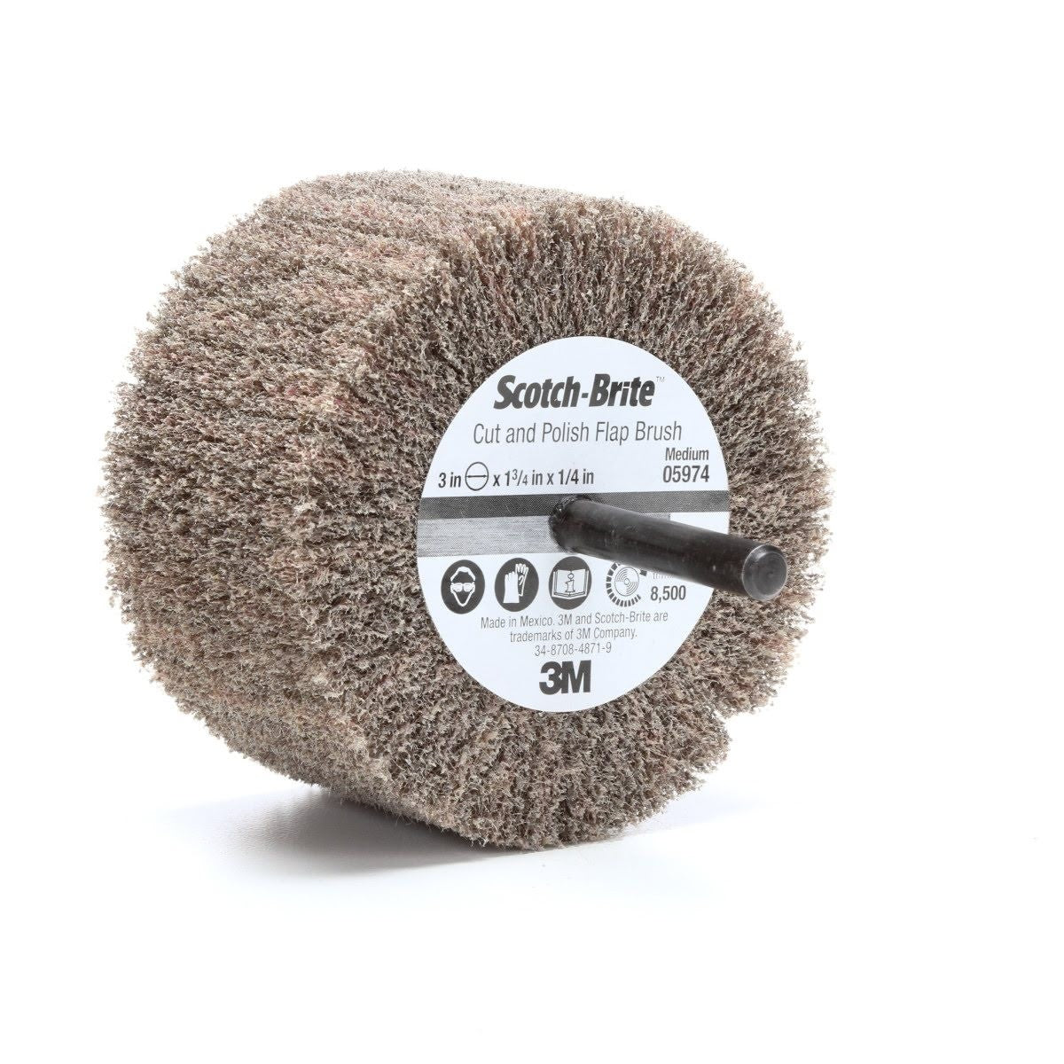 3M PF-ZS 05974 Scotch-Brite Cut and Polish Flap Brush, Aluminum Oxide Medium, Tan, 3 in x 1-3/4 in x 1/4 in (7100050520) (10 Pack) - 3