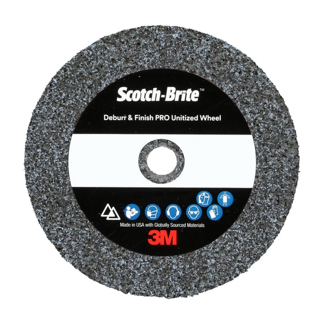3M DP-UW Scotch-Brite Deburr & Finish PRO Unitized Wheel, 6C Medium+, 2 in x 1/2 in x 1/4 in (7100053415) (30 Pack)