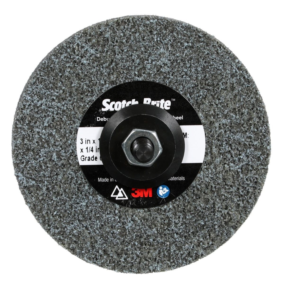 3M DP-UW Scotch-Brite Deburr and Finish PRO Unitized Wheel, Center Hole, Ceramic, Medium+, Gray, 3 in x 1/4 in x 1/4 in (7100053419) (40 Pack)
