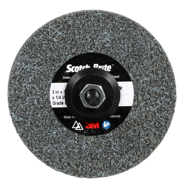 3M DP-UW Scotch-Brite Deburr and Finish PRO Unitized Wheel, Center Hole, Ceramic, Medium+, Gray, 3 in x 1/4 in x 1/4 in (7100053419) (40 Pack)