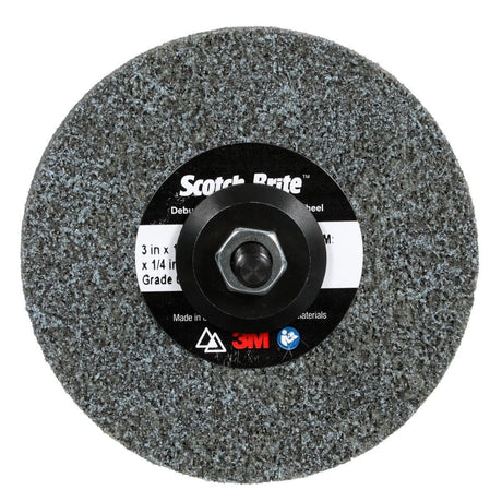 3M DP-UW Scotch-Brite Deburr and Finish PRO Unitized Wheel, Center Hole, Ceramic, Medium+, Gray, 3 in x 1/4 in x 1/4 in (7100053419) (40 Pack)