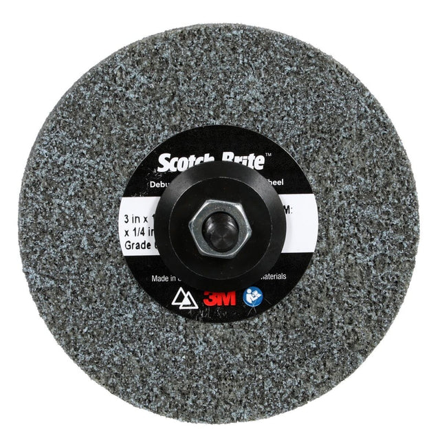 3M DP-UW Scotch-Brite Deburr and Finish PRO Unitized Wheel, Center Hole, Ceramic, Medium+, Gray, 3 in x 1/4 in x 1/4 in (7100053419) (40 Pack)