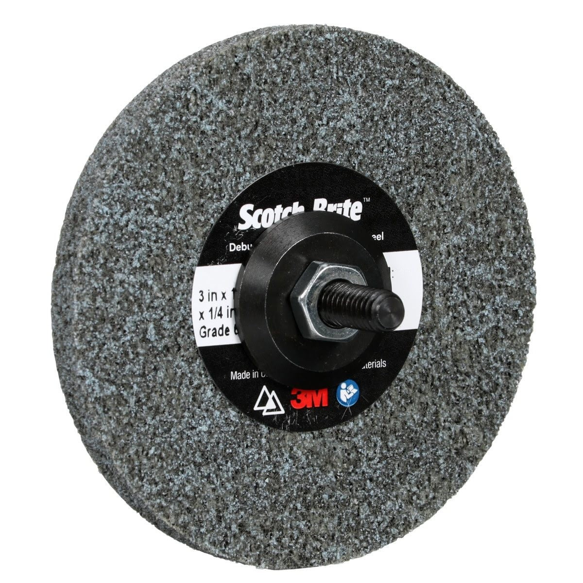 3M DP-UW Scotch-Brite Deburr and Finish PRO Unitized Wheel, Center Hole, Ceramic, Medium+, Gray, 3 in x 1/4 in x 1/4 in (7100053419) (40 Pack) - 3