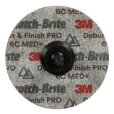3M DP-UW Scotch-Brite Deburr and Finish PRO Unitized Wheel, Center Hole, Ceramic, Medium+, Gray, 3 in x 1/4 in x 1/4 in (7100053419) (40 Pack) - 4