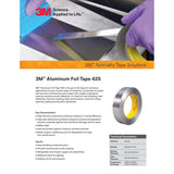 3M 425 Aluminum Foil Tape, Silver, 19 mm x 55 m, 4.6 mil (7100053636) (48 Pack) - 3
