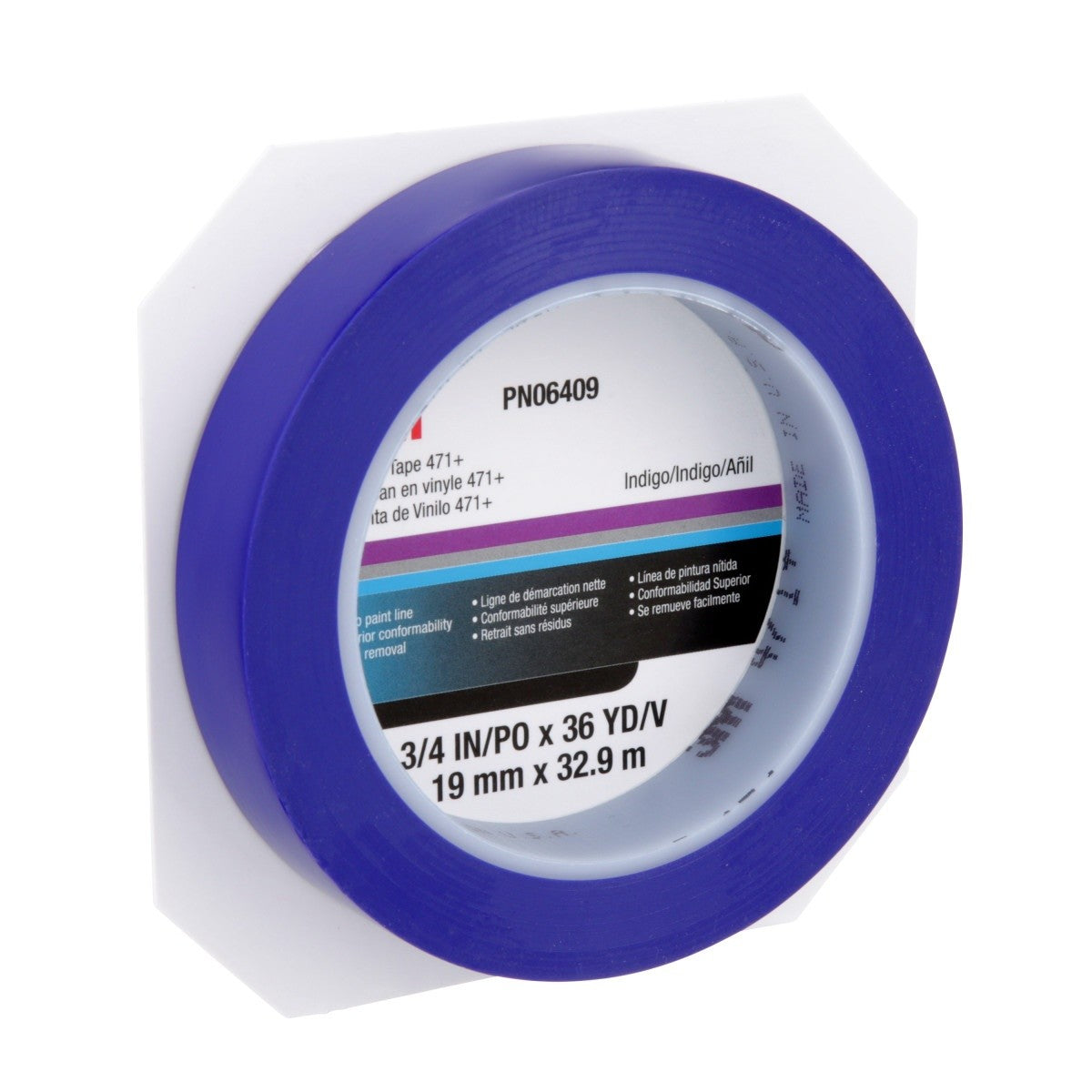3M 471+ Vinyl Tape, Indigo, 3/4 in x 36 yd, 5.2 mil (PN06409) (7100055259) (12 Pack) - 8