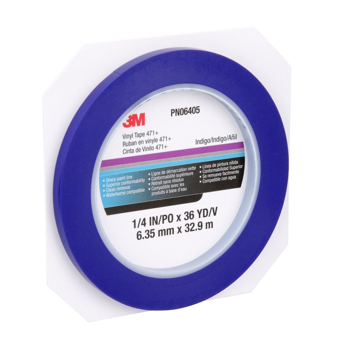 3M 471+ Indigo Vinyl Tape, Fine Line Paint Masking, 1/4 in x 36 yd (7100055835) (12 Pack) - 6