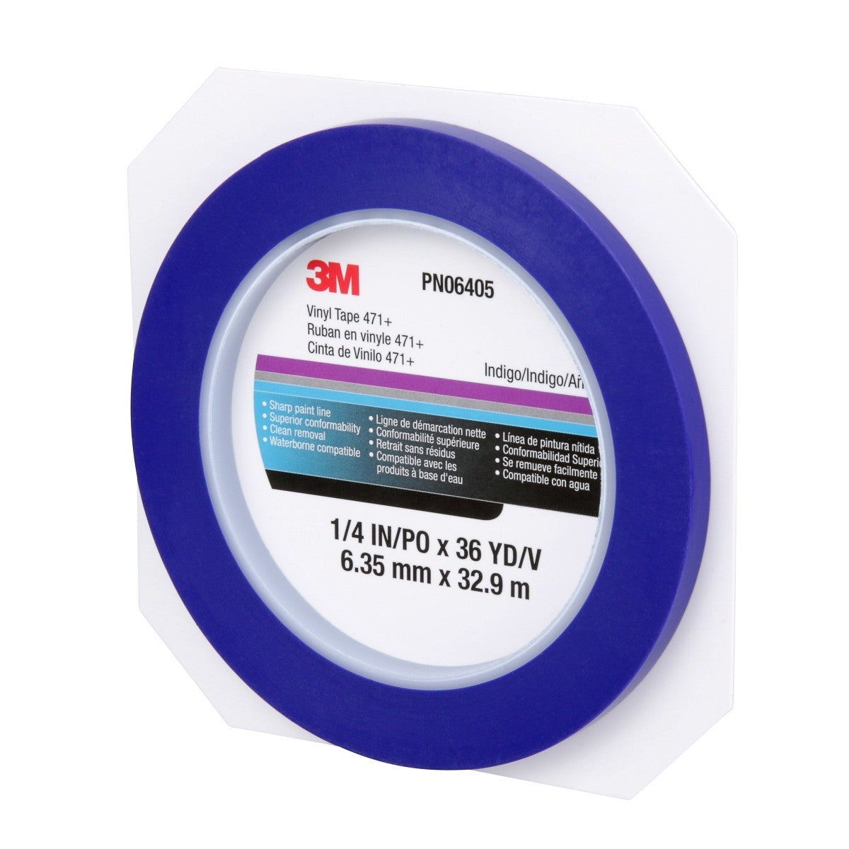 3M 471+ Indigo Vinyl Tape, Fine Line Paint Masking, 1/4 in x 36 yd (7100055835) (12 Pack) - 8