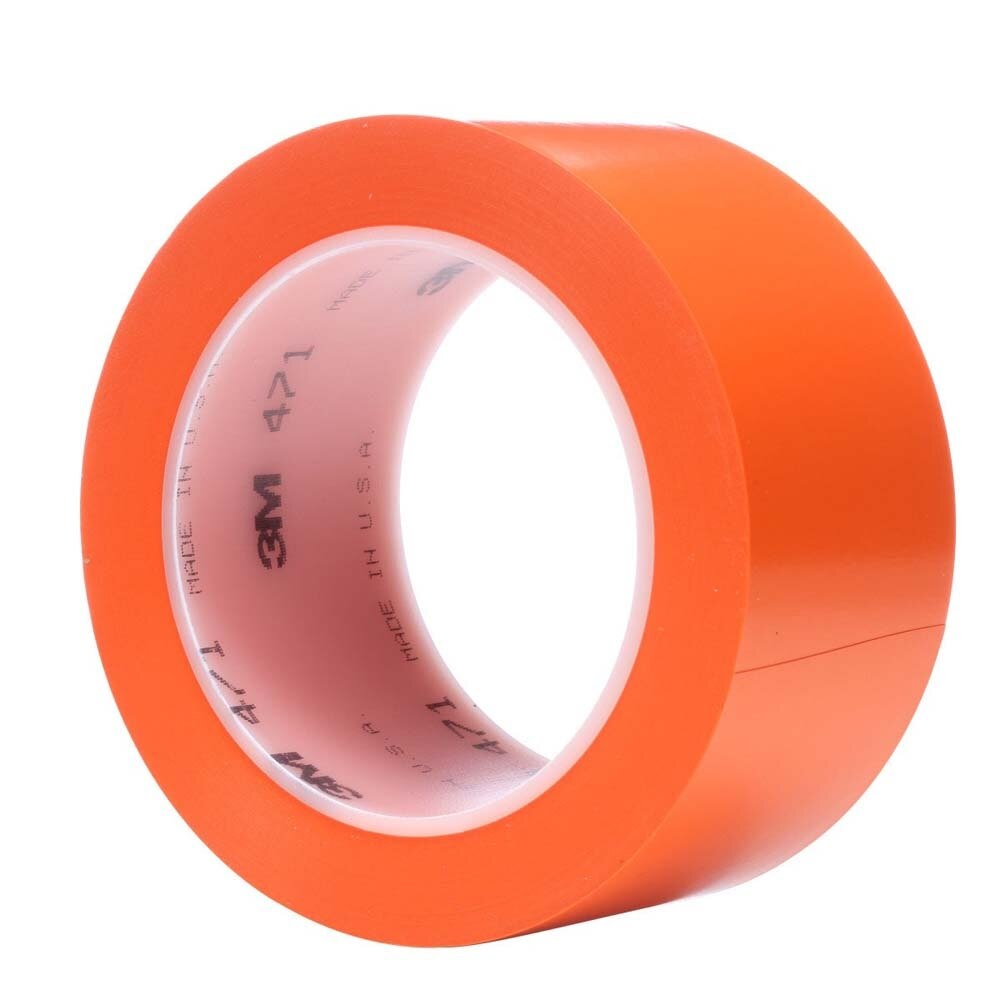 3M 7100061044 Vinyl Tape 471, Orange, 2 in x 36 yd, Individually Wrapped Rolls for Floor Marking and Surface Protection - 3