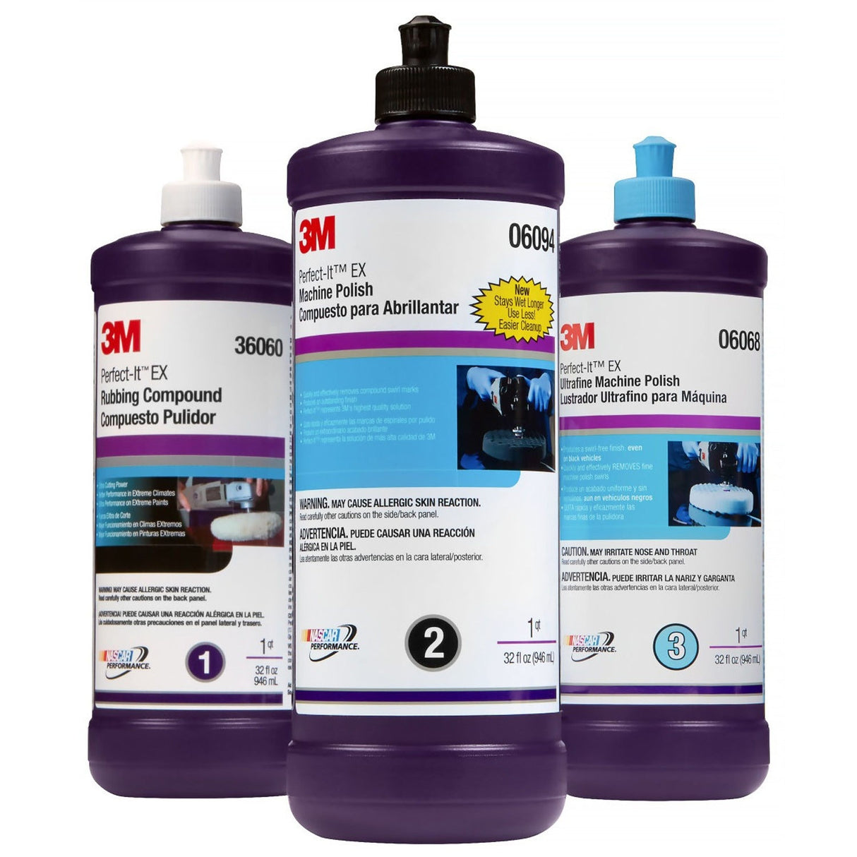 3M 06068 Perfect-It EX Ultrafine Machine Polish + 32 fl oz 1 qt Blue Bottle Automotive Paint Polish (7100061948) (6 Pack) - 7