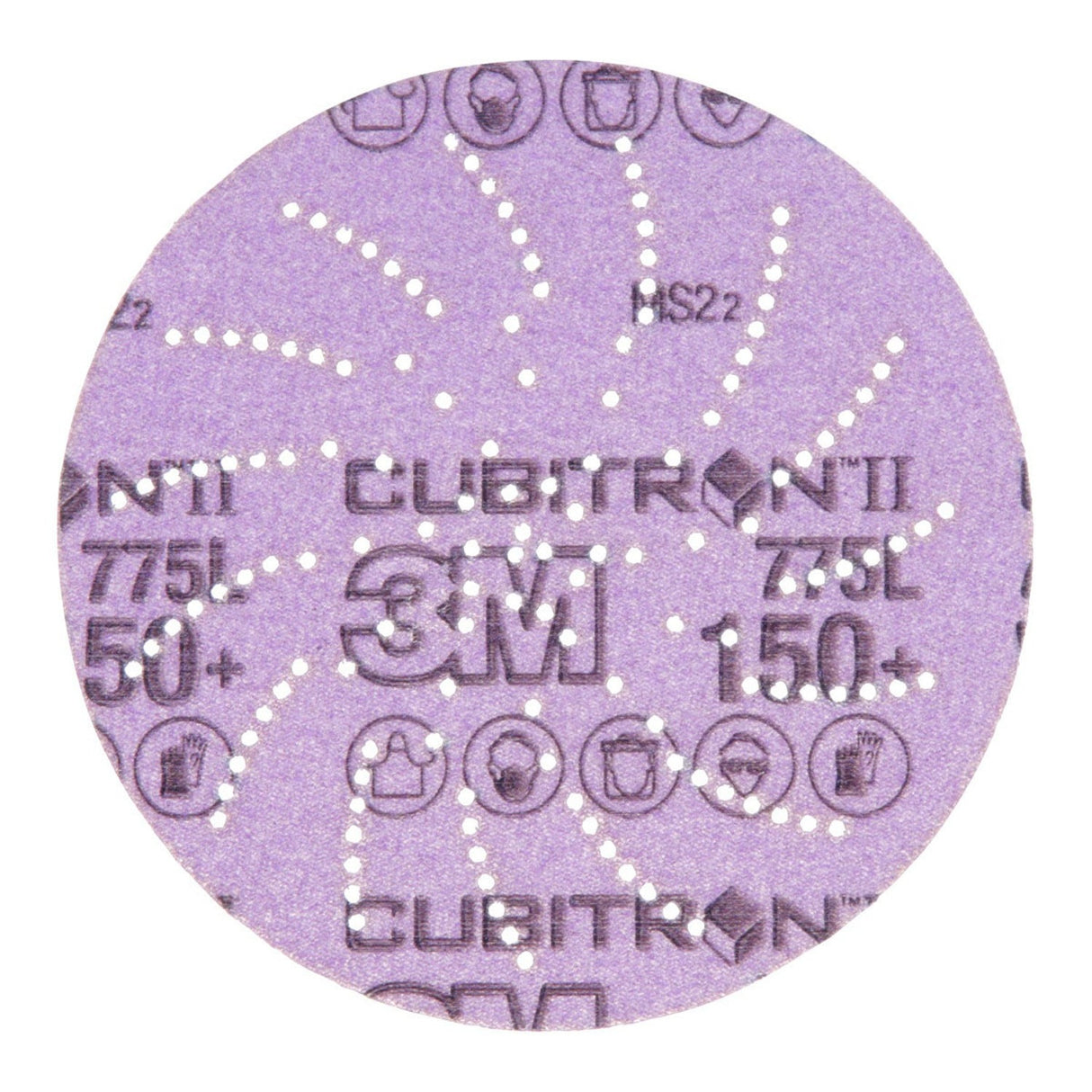 3M 775L Xtract Hookit Clean Sanding Cubitron II Film Disc, 150+, Purple, 5 in, Die 500LG (7100064175) (250 Pack)
