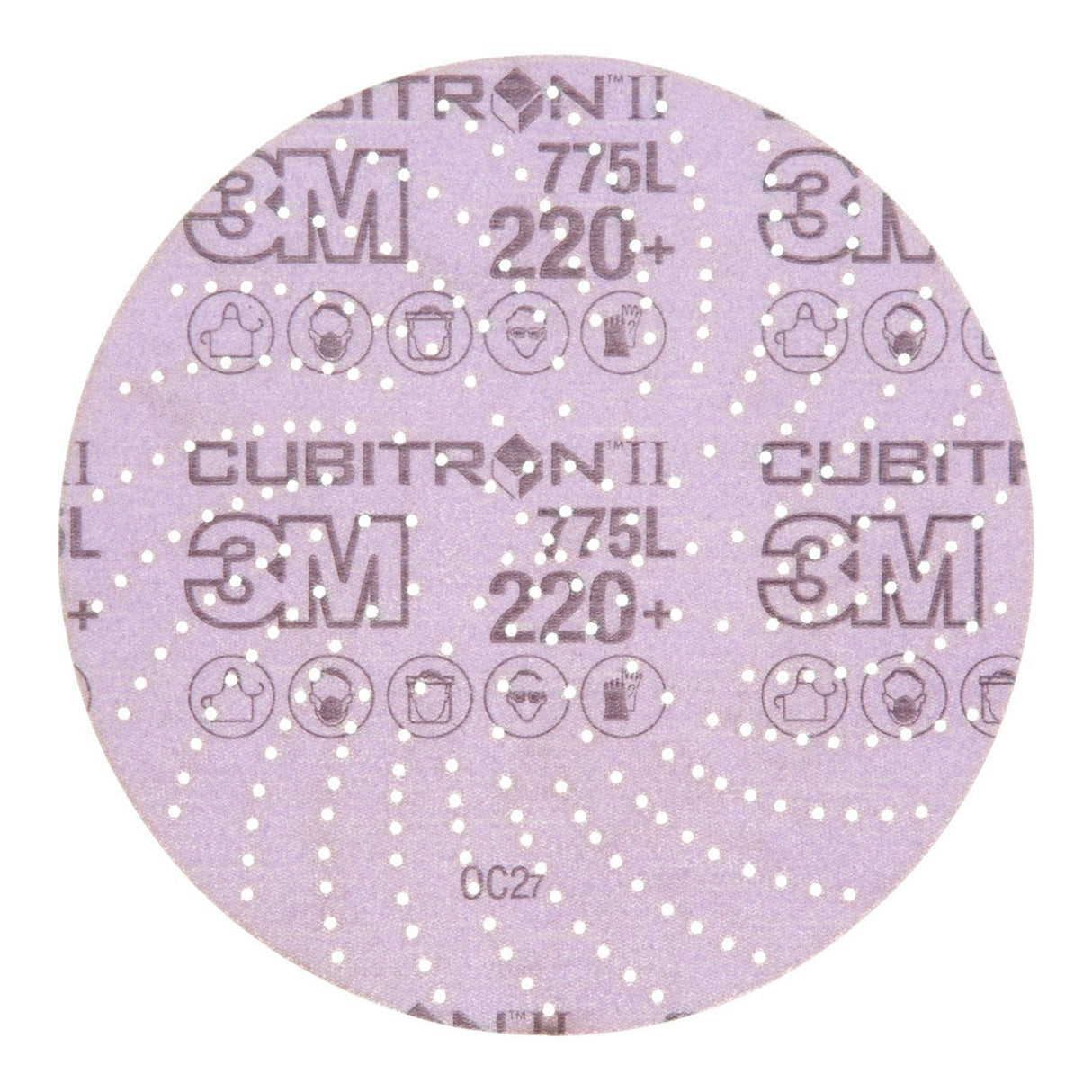 3M 775L Xtract Hookit Cubitron II Film Disc, 220+, Purple, 6 in, 600LG Multi-Hole (7100064271) (250 Pack)