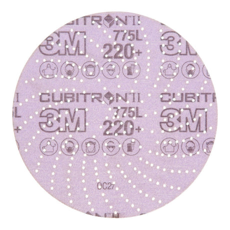 3M 775L Xtract Hookit Cubitron II Film Disc, 220+, Purple, 6 in, 600LG Multi-Hole (7100064271) (250 Pack)