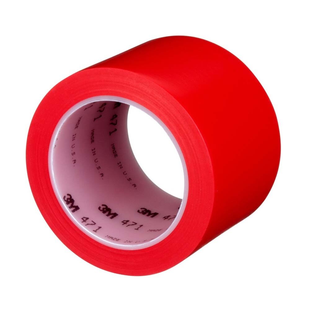 3M 7100064525 Vinyl Tape 471 Red for Floor Marking, Paint Masking, Color Coding (1 Roll, 3 in x 36 yd) - 3